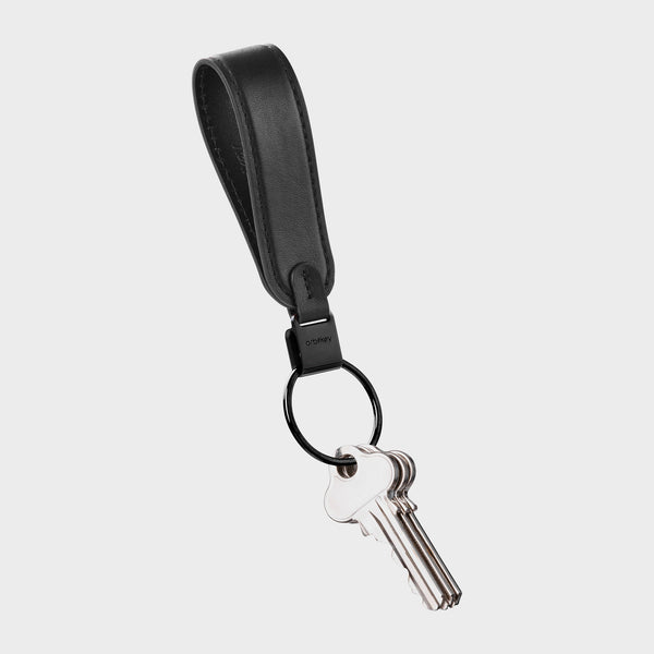 Louis Vuitton Black Leather Key Chain Silvery Metal Pony-style